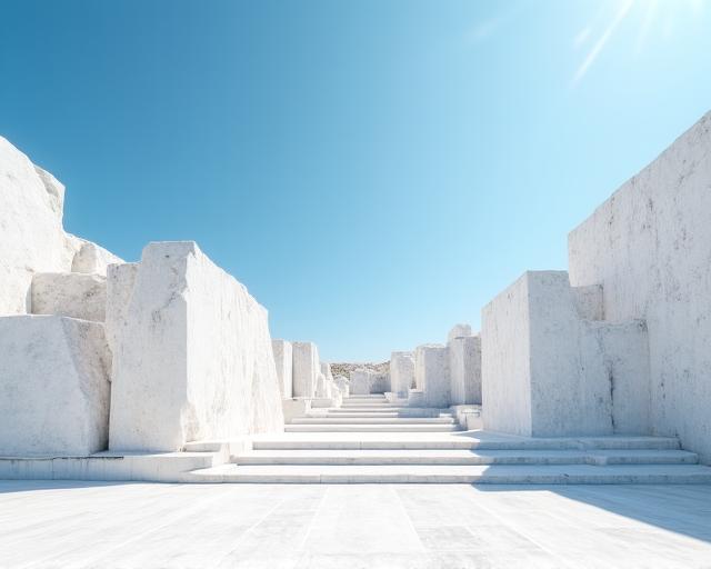 Blocchi di marmo pregiato di Carrara e granito