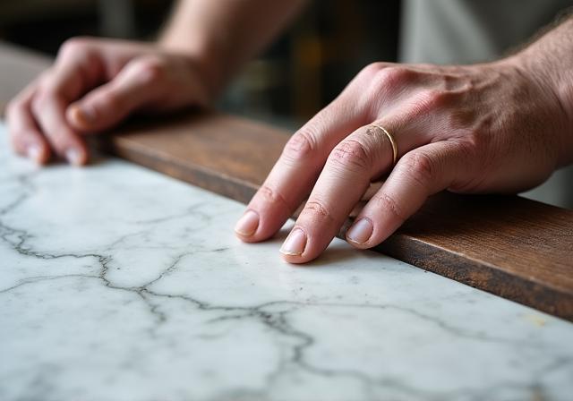 Artigiano che seleziona campioni di materiali pregiati